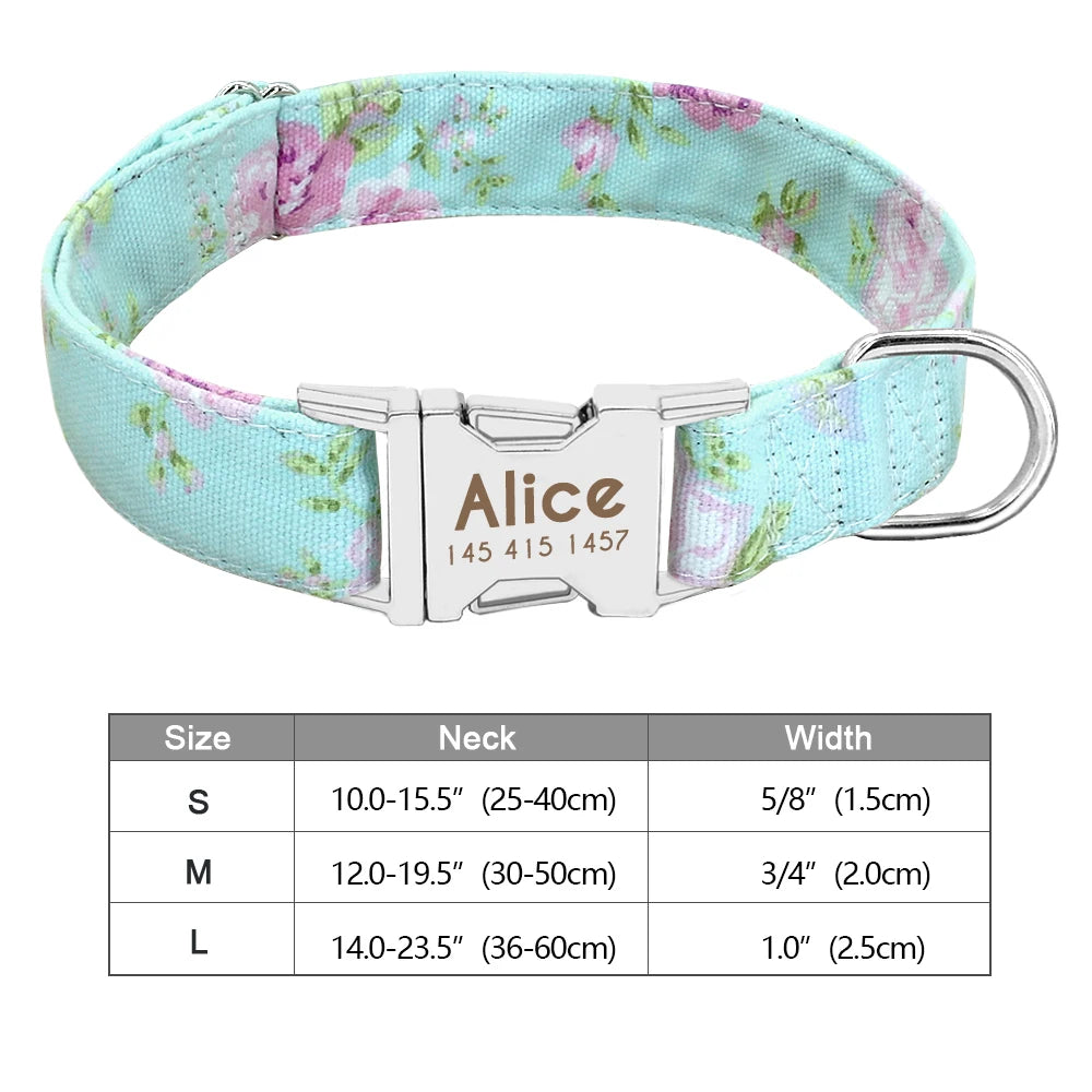Personalized Nylon Dog Collar – Custom Engraved ID Tag for Small, Medium & Large Dogs, Durable Adjustable Anti-Lost Collar