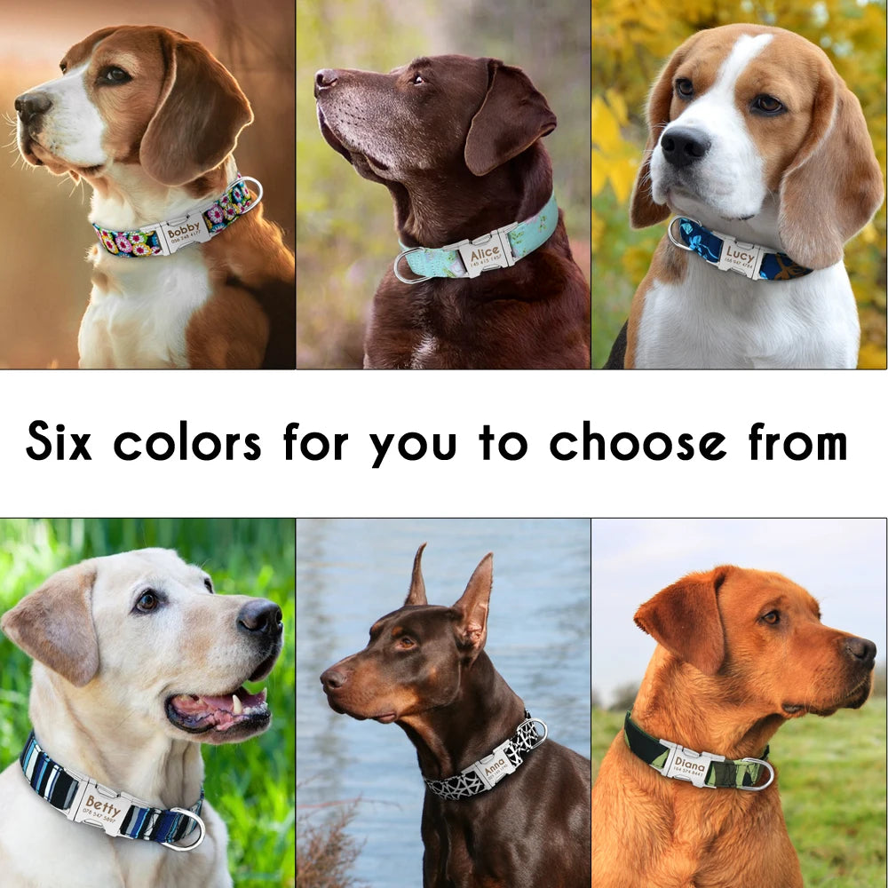 Personalized Nylon Dog Collar – Custom Engraved ID Tag for Small, Medium & Large Dogs, Durable Adjustable Anti-Lost Collar