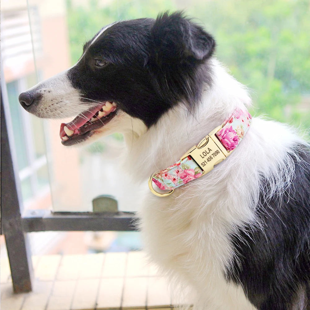 Personalized Nylon Dog Collar – Custom Engraved ID Tag for Small, Medium & Large Dogs, Durable Adjustable Anti-Lost Collar
