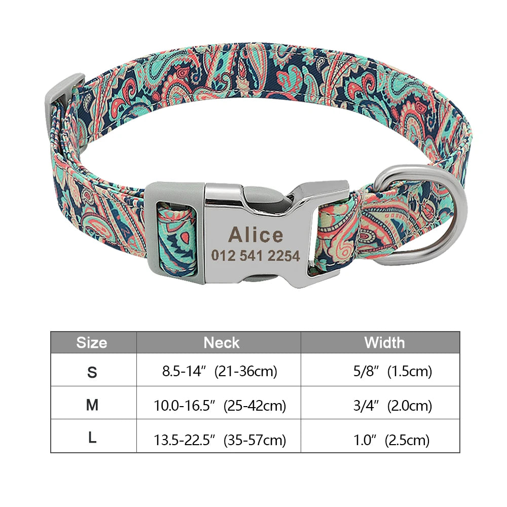 Personalized Nylon Dog Collar – Custom Engraved ID Tag for Small, Medium & Large Dogs, Durable Adjustable Anti-Lost Collar