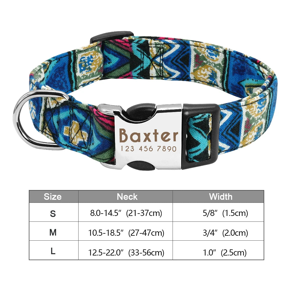 Personalized Nylon Dog Collar – Custom Engraved ID Tag for Small, Medium & Large Dogs, Durable Adjustable Anti-Lost Collar