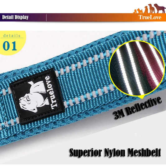 Truelove Soft Dog Leash with Harness & Collar – Reflective Nylon Mesh Walking and Training Lead, 110cm, 11 Colors