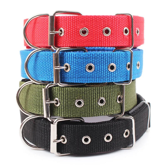 Solid Nylon Dog Collar for Small, Medium & Large Dogs – Durable Adjustable Collar for Teddy, Corgi, Pitbull, Bulldog, Beagle