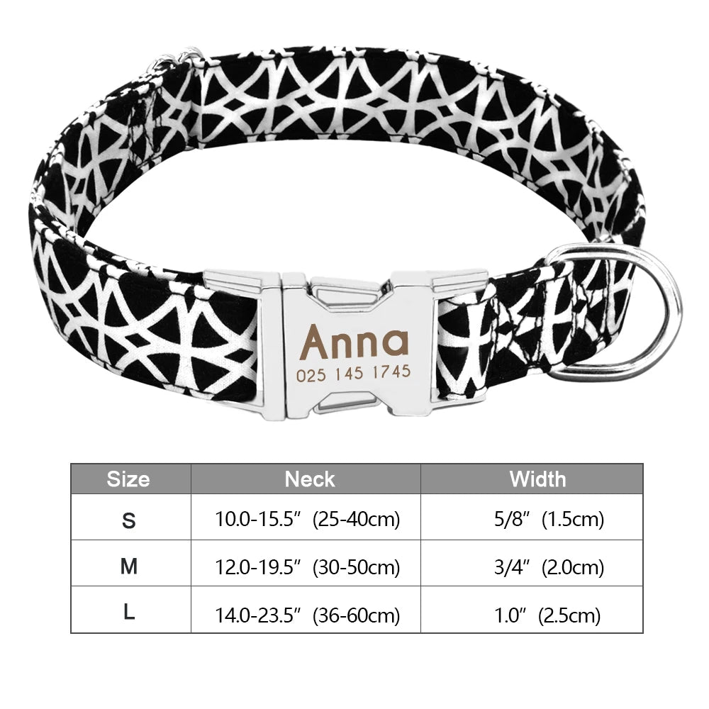 Personalized Nylon Dog Collar – Custom Engraved ID Tag for Small, Medium & Large Dogs, Durable Adjustable Anti-Lost Collar