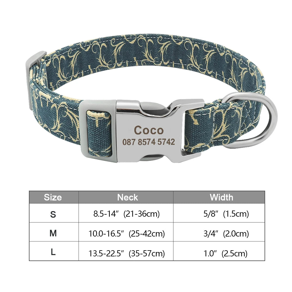 Personalized Nylon Dog Collar – Custom Engraved ID Tag for Small, Medium & Large Dogs, Durable Adjustable Anti-Lost Collar