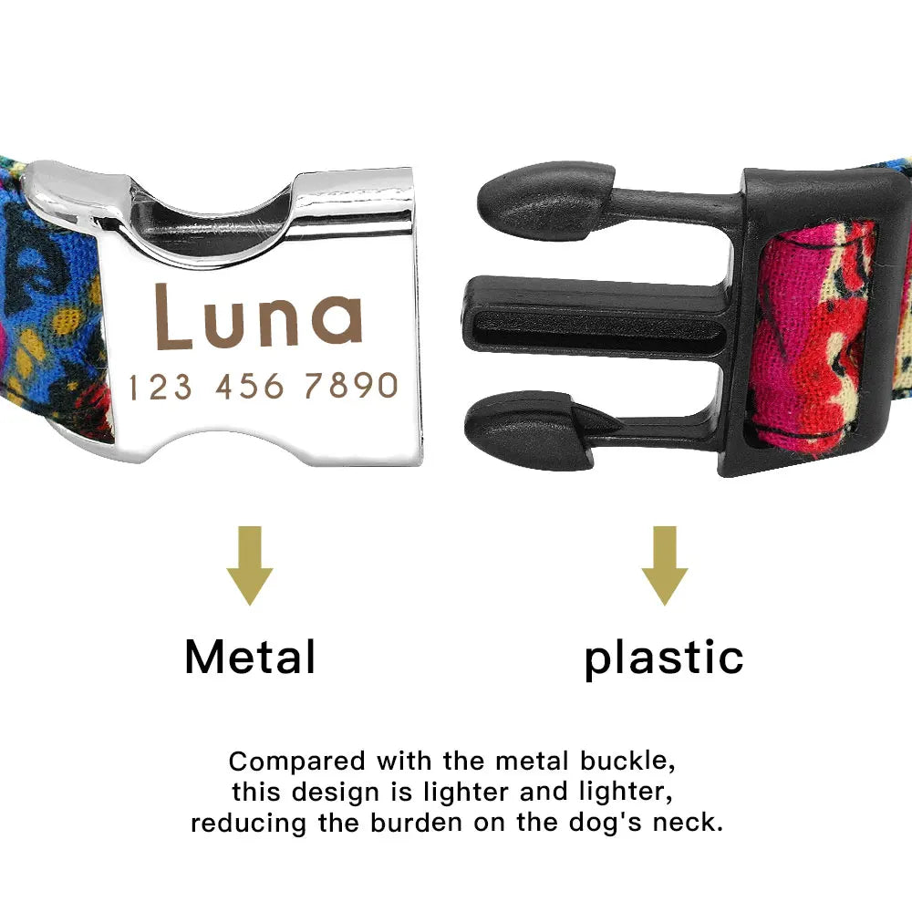 Personalized Nylon Dog Collar – Custom Engraved ID Tag for Small, Medium & Large Dogs, Durable Adjustable Anti-Lost Collar
