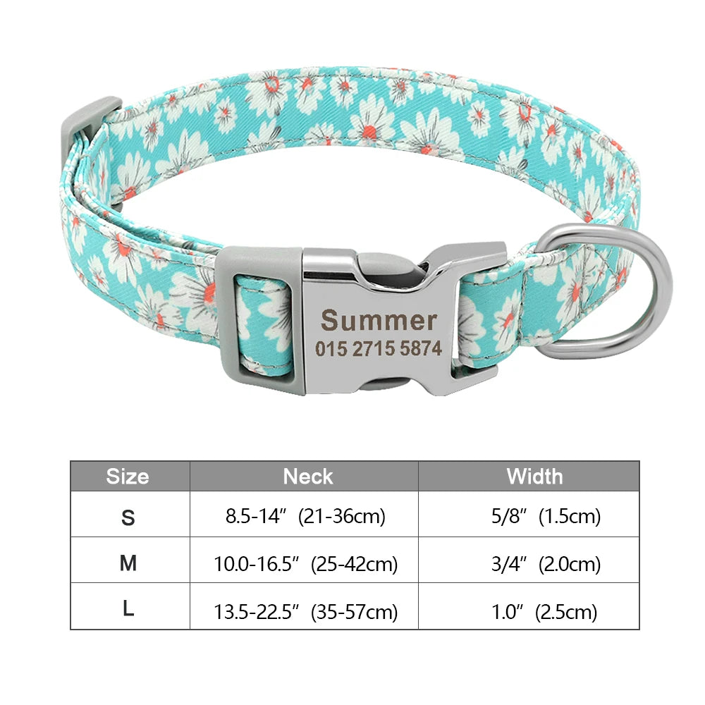 Personalized Nylon Dog Collar – Custom Engraved ID Tag for Small, Medium & Large Dogs, Durable Adjustable Anti-Lost Collar