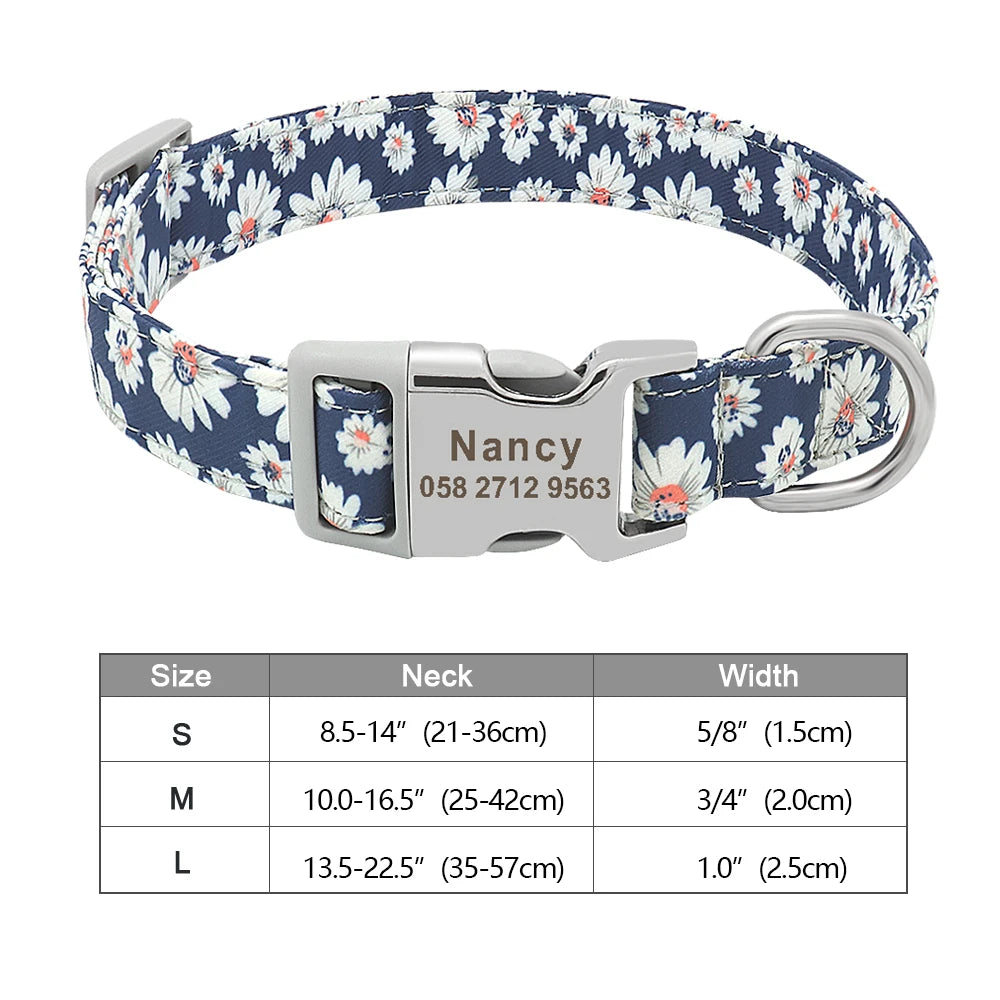 Personalized Nylon Dog Collar – Custom Engraved ID Tag for Small, Medium & Large Dogs, Durable Adjustable Anti-Lost Collar