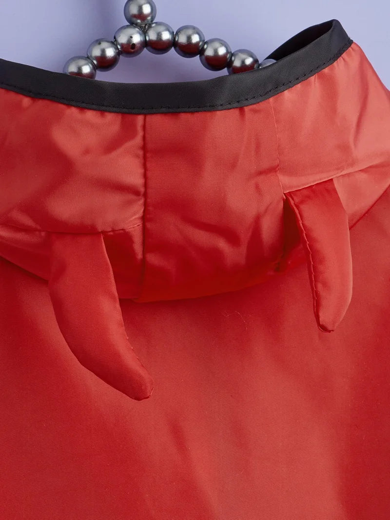 Funny Devil Horn Halloween Costume for Dogs – Red/Black/Orange Cloak with Bow Hat