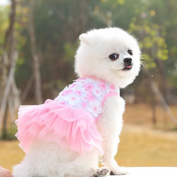 Floral Dog Dress – Soft Princess Outfit for Small & Medium Breeds