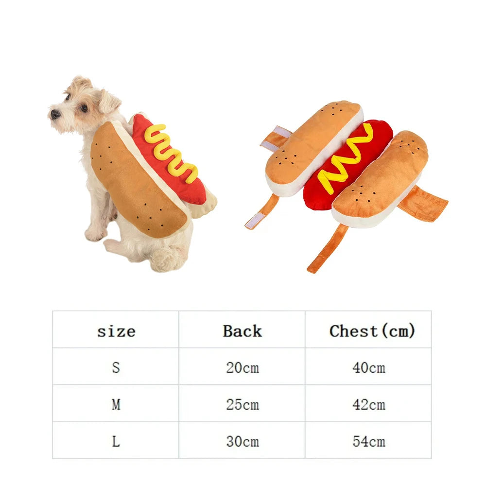 Funny Hot Dog Halloween Costume – Adjustable Outfit for Dogs & Cats