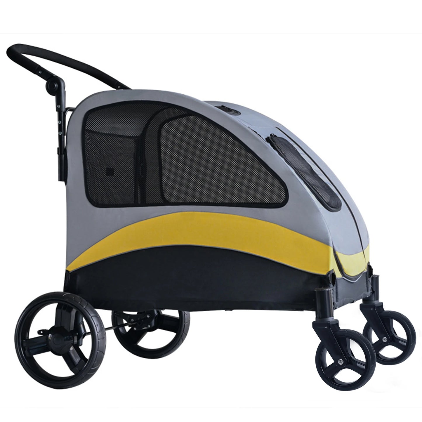 Portable 4-Wheel Dog Stroller – Foldable Pet Carriage for Large Dogs & Cats