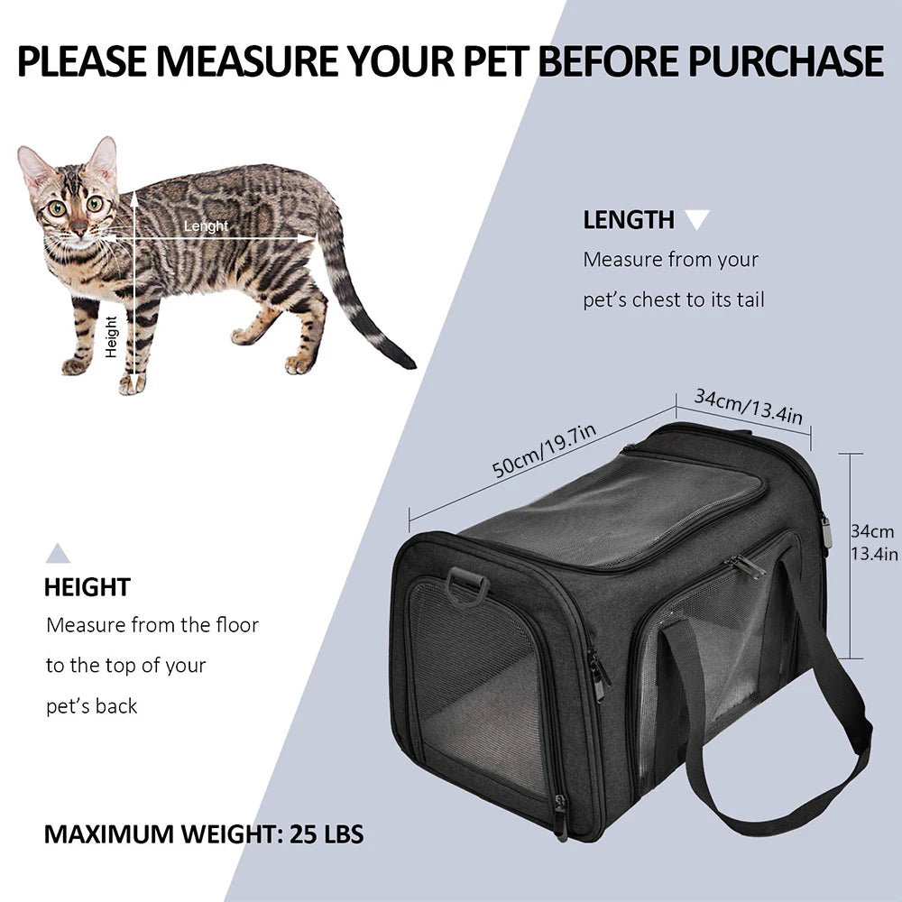 Airline Approved Dog & Cat Carrier Bag – Soft-Sided Waterproof Travel Backpack for Small Pets