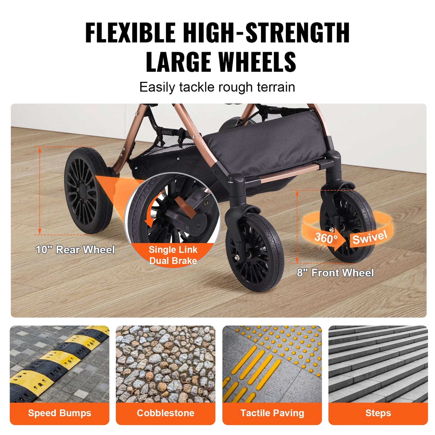 SucceBuy Foldable Pet Stroller – Detachable Carrier for Small & Medium Dogs up to 30kg