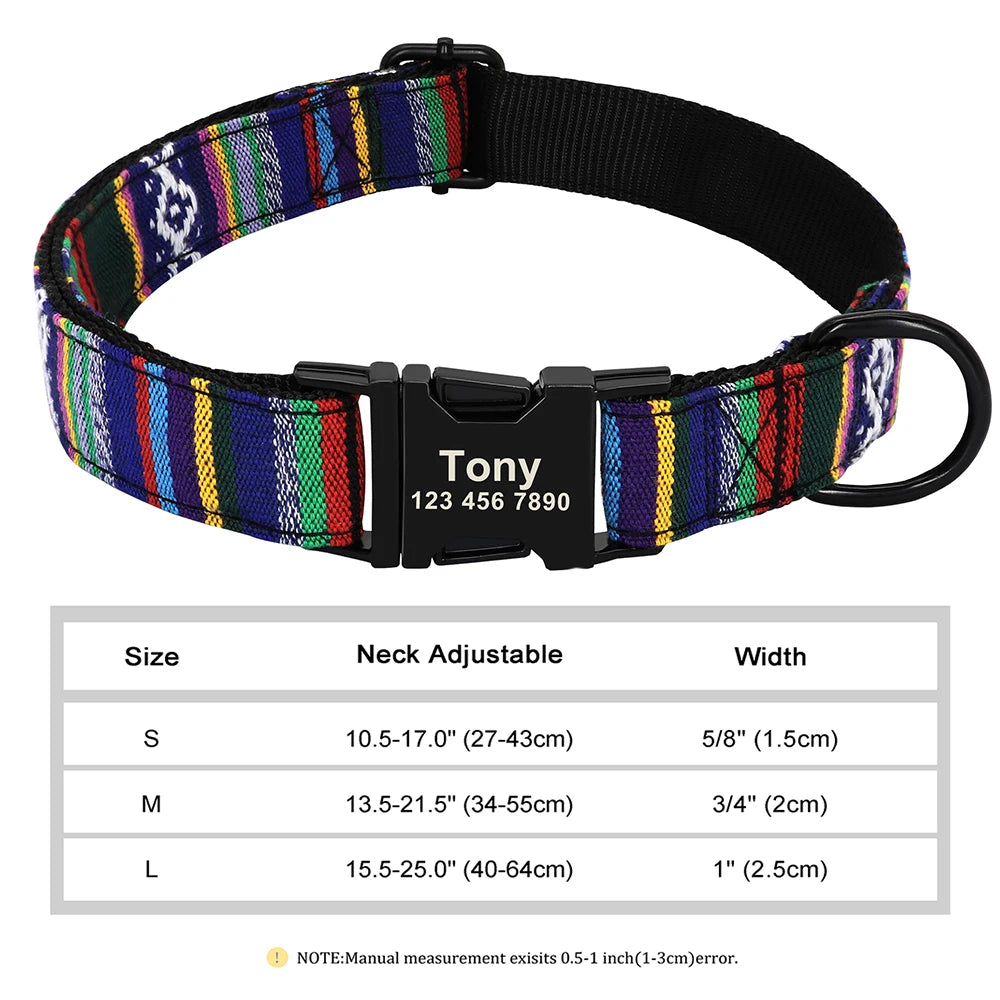 Personalized Nylon Dog Collar – Custom Engraved ID Tag for Small, Medium & Large Dogs, Durable Adjustable Anti-Lost Collar