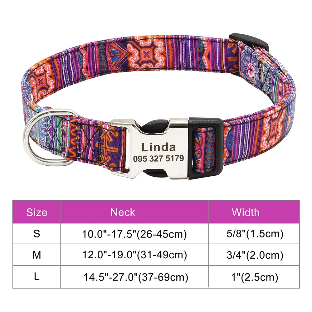 Personalized Nylon Dog Collar – Custom Engraved ID Tag for Small, Medium & Large Dogs, Durable Adjustable Anti-Lost Collar
