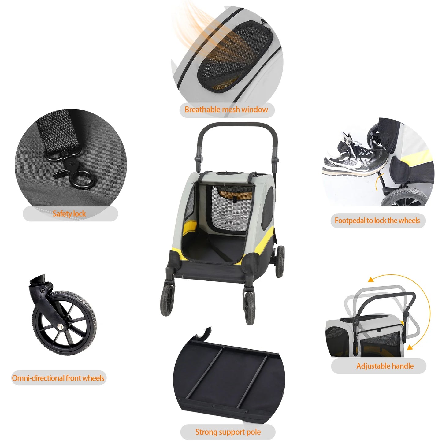 Premium 4-Wheel Dog Stroller – Foldable Pet Jogger Wagon for Small, Medium & Large Dogs