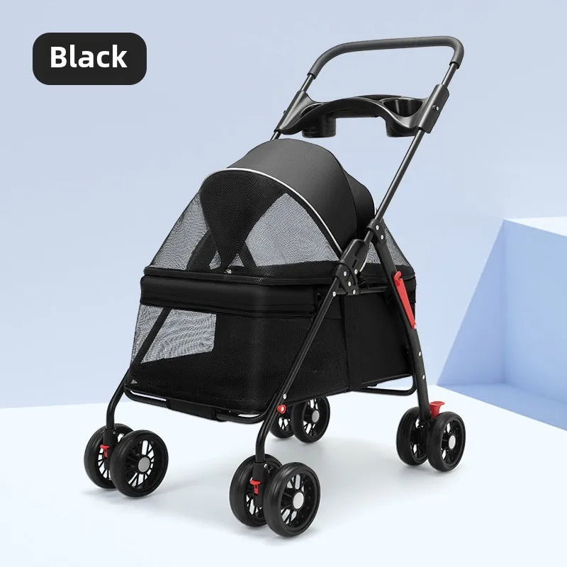 Lightweight Foldable Pet Stroller – Portable Dog & Cat Carrier for Outdoor Travel