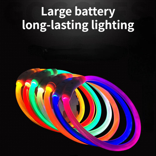 LED Pet Luminous Collar – USB Rechargeable Light-Up Collar for Dogs & Cats, Anti-Lost Night Safety Accessory
