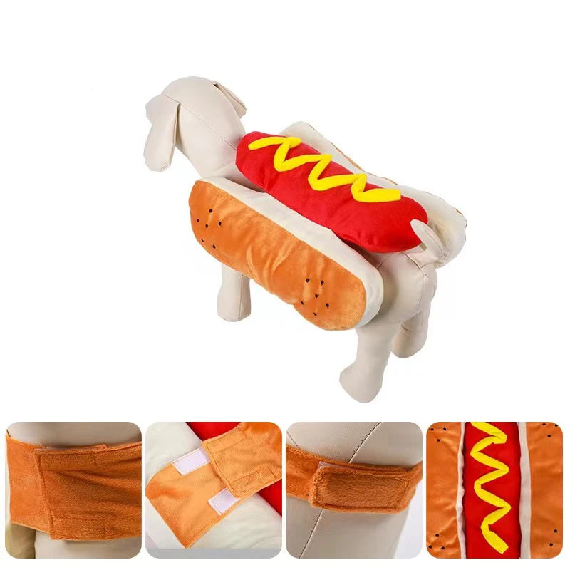 Funny Hot Dog Halloween Costume – Adjustable Outfit for Dogs & Cats
