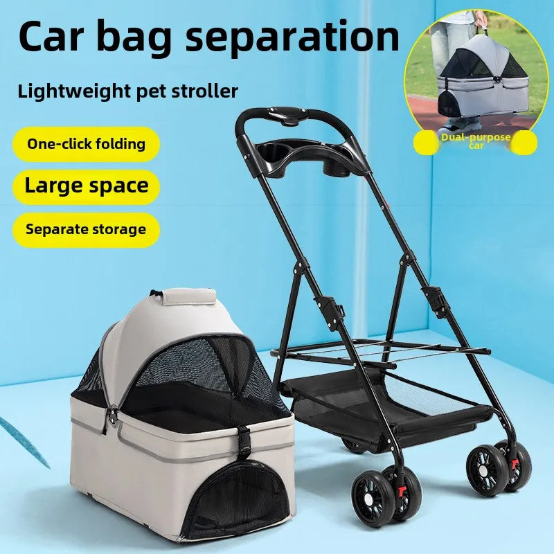 Lightweight Foldable Pet Stroller – Travel Dog & Cat Carrier for Small Pets