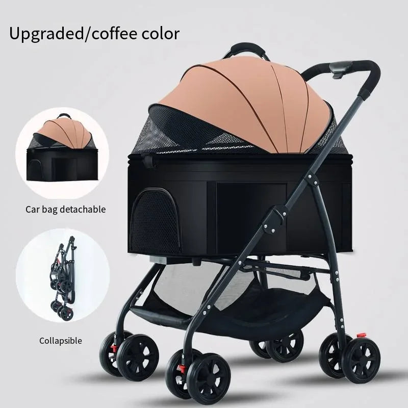 Pet Car Stroller – Lightweight Foldable Travel Stroller for Small & Medium Dogs & Cats