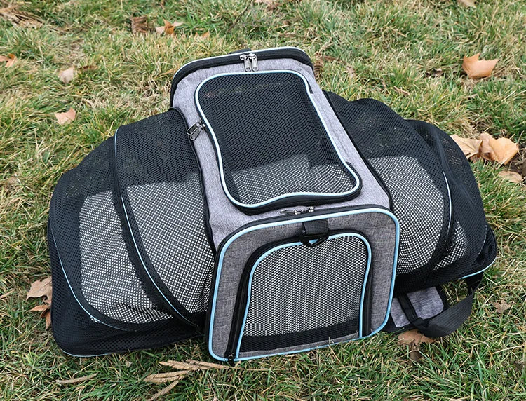 Foldable Expandable Pet Carrier Bag – Breathable Mesh Travel Bag for Cats & Small Dogs