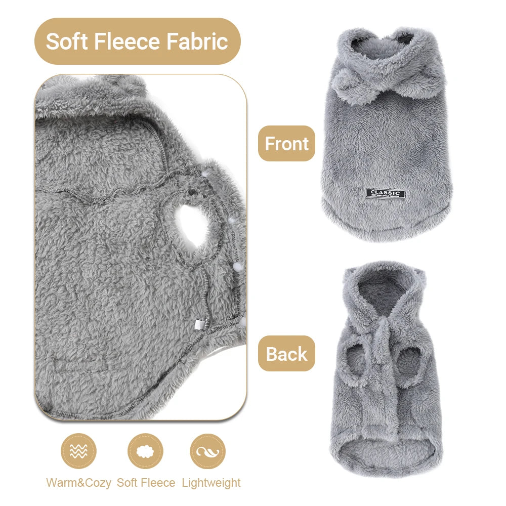 Soft Fleece Dog & Cat Hoodie – Warm Winter Coat for Small Breeds
