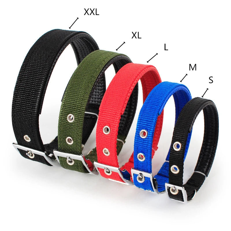 Solid Nylon Dog Collar for Small, Medium & Large Dogs – Durable Adjustable Collar for Teddy, Corgi, Pitbull, Bulldog, Beagle