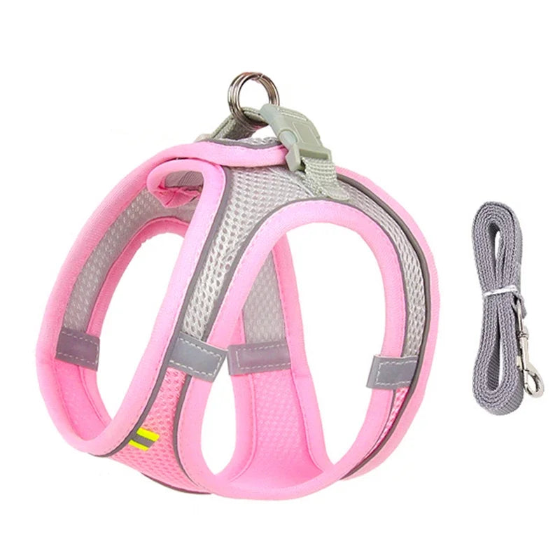 Adjustable Puppy & Cat Harness Set with Leash – Small Dog Vest for Chihuahua, French Bulldog, and Small Breeds
