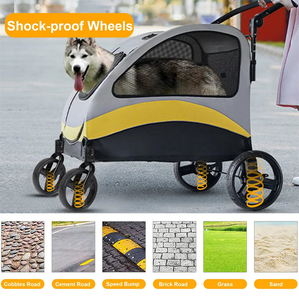Premium 4-Wheel Dog Stroller – Foldable Pet Jogger Wagon for Small, Medium & Large Dogs