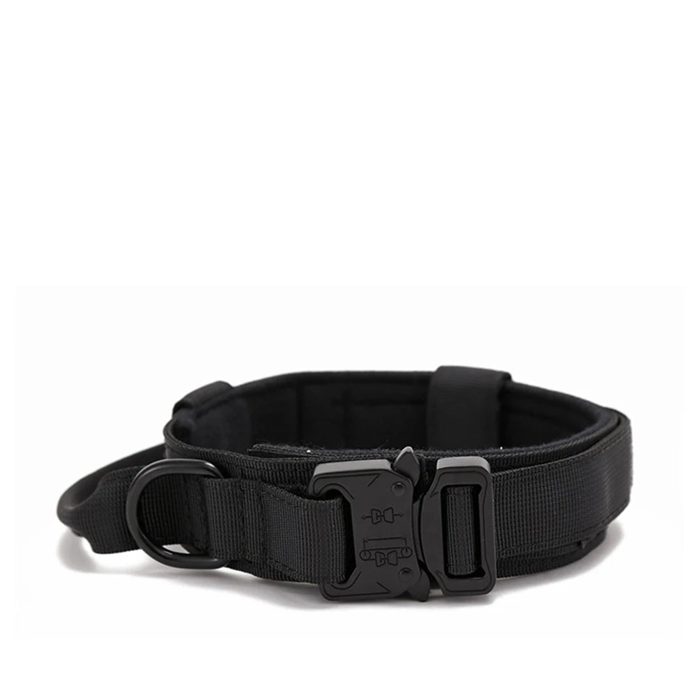 Durable Nylon Dog Collar & Leash Set – Reflective Tactical Training Collar with Padded Handle for Large Dogs
