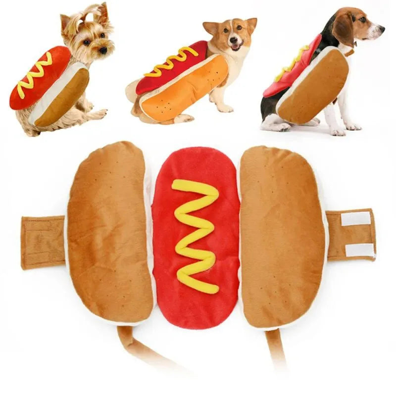 Funny Hot Dog Halloween Costume – Adjustable Outfit for Dogs & Cats