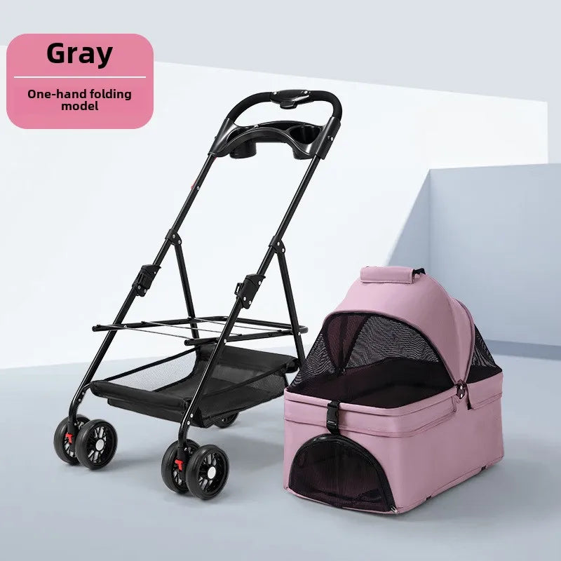 Lightweight Foldable Pet Stroller – Travel Dog & Cat Carrier for Small Pets
