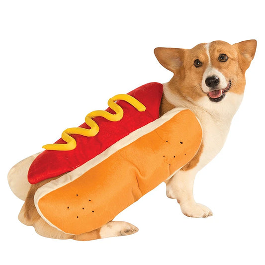Funny Hot Dog Halloween Costume – Adjustable Outfit for Dogs & Cats