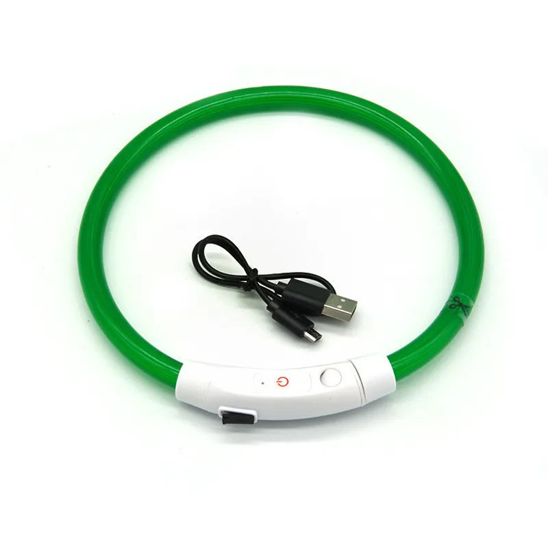 LED Pet Luminous Collar – USB Rechargeable Light-Up Collar for Dogs & Cats, Anti-Lost Night Safety Accessory
