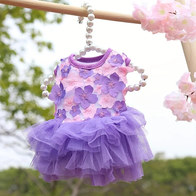 Floral Dog Dress – Soft Princess Outfit for Small & Medium Breeds