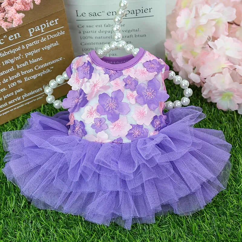 Floral Dog Dress – Soft Princess Outfit for Small & Medium Breeds