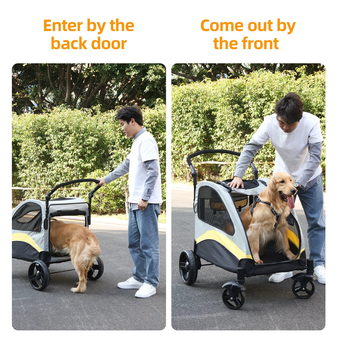 Dog Stroller – Ultra-Large 4-Wheel Foldable Pet Jogger Wagon for Travel & Outdoor Use (Up to 55kg)