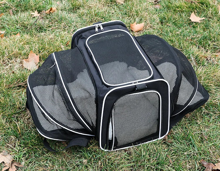 Foldable Expandable Pet Carrier Bag – Breathable Mesh Travel Bag for Cats & Small Dogs