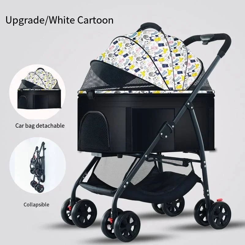 Pet Car Stroller – Lightweight Foldable Travel Stroller for Small & Medium Dogs & Cats