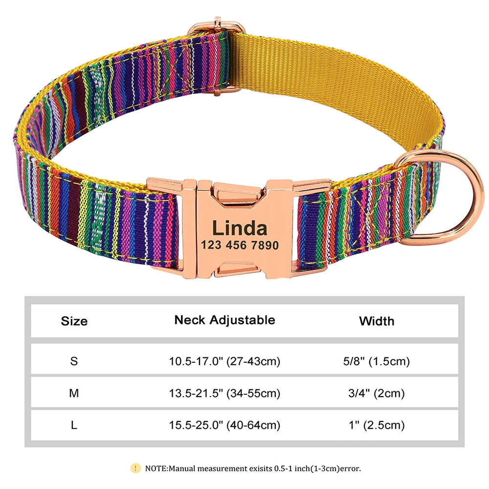 Personalized Nylon Dog Collar – Custom Engraved ID Tag for Small, Medium & Large Dogs, Durable Adjustable Anti-Lost Collar