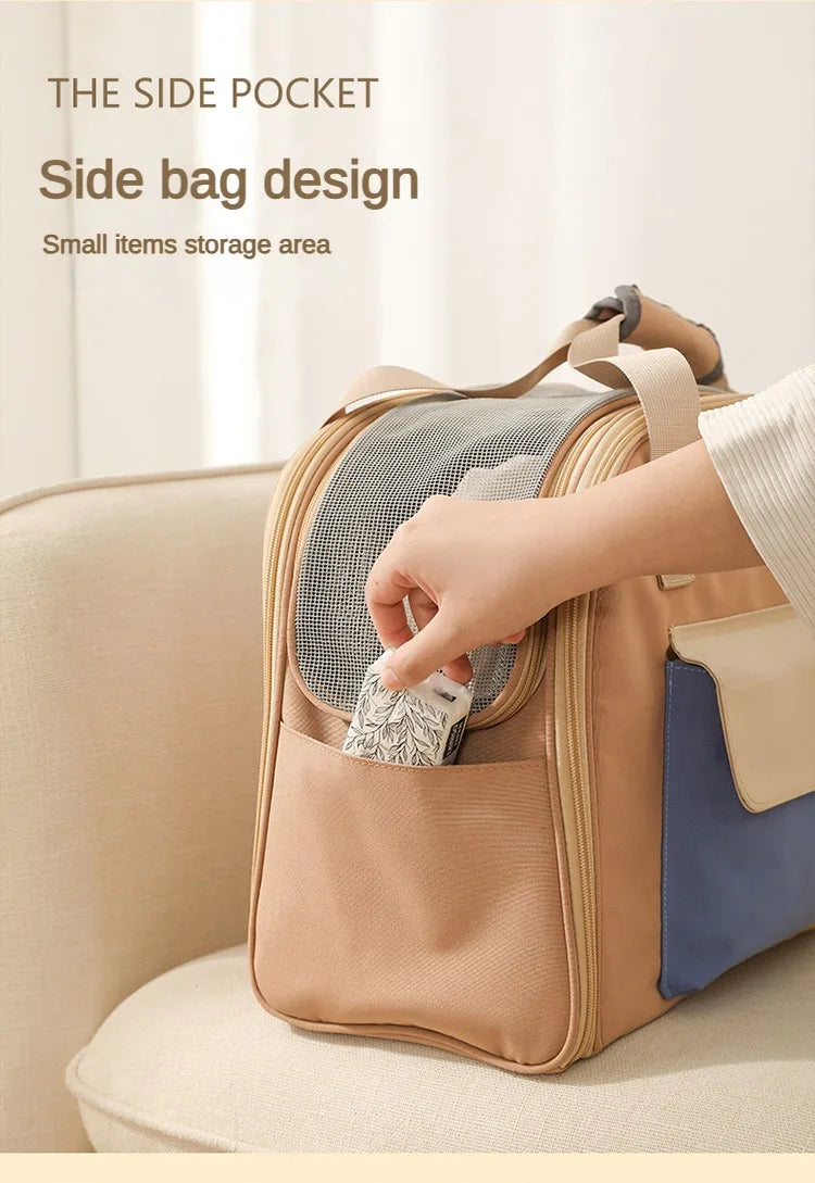 Multifunctional Pet Carrier Bag – Breathable Shoulder & Handbag for Cats and Dogs (Under 4KG)