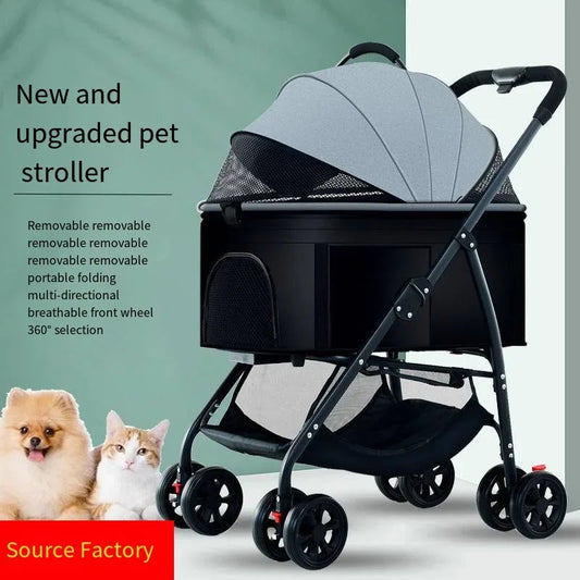 Pet Car Stroller – Lightweight Foldable Travel Stroller for Small & Medium Dogs & Cats