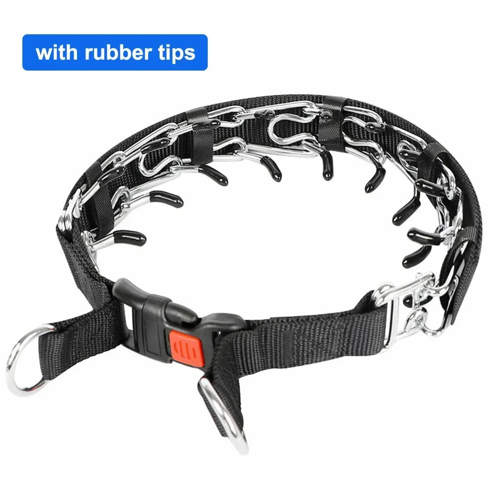 Dog Training Prong Collar with Quick Release Buckle & Protective Nylon Cover – Adjustable Metal Pinch Collar for Small, Medium & Large Dogs