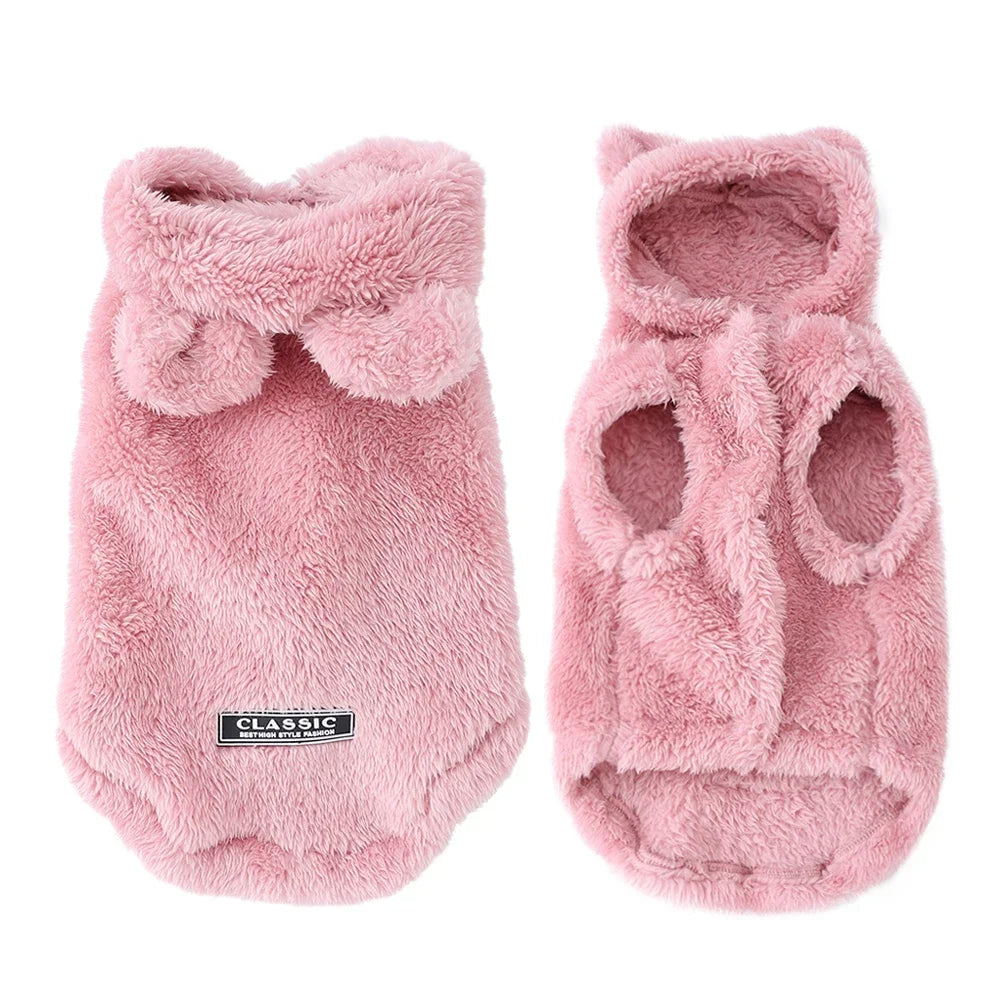 Soft Fleece Dog & Cat Hoodie – Warm Winter Coat for Small Breeds