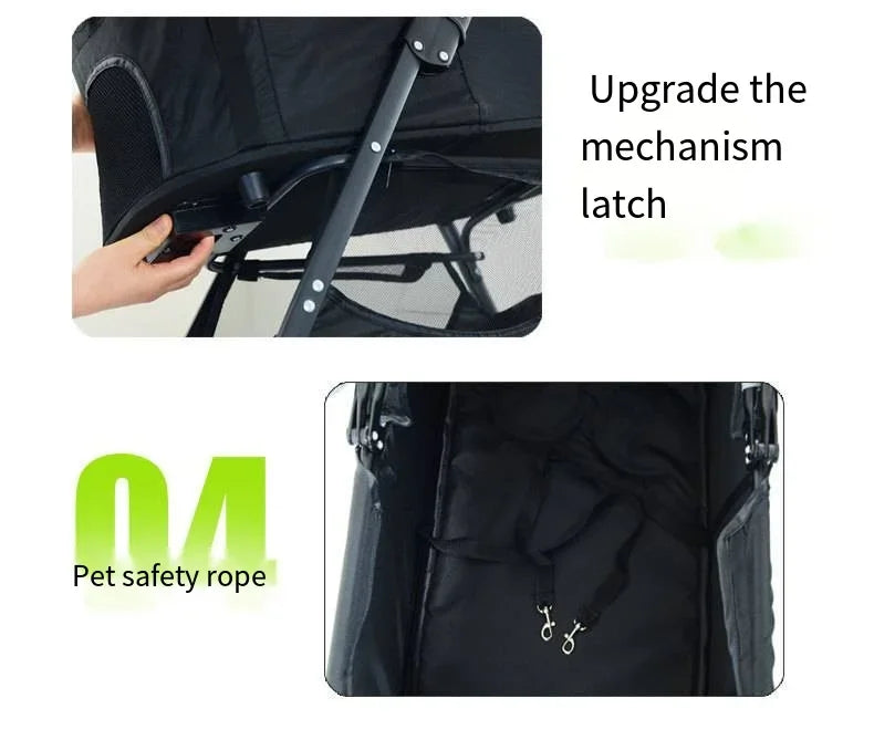 Pet Car Stroller – Lightweight Foldable Travel Stroller for Small & Medium Dogs & Cats