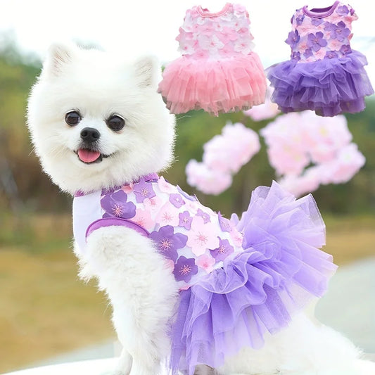 Floral Dog Dress – Soft Princess Outfit for Small & Medium Breeds