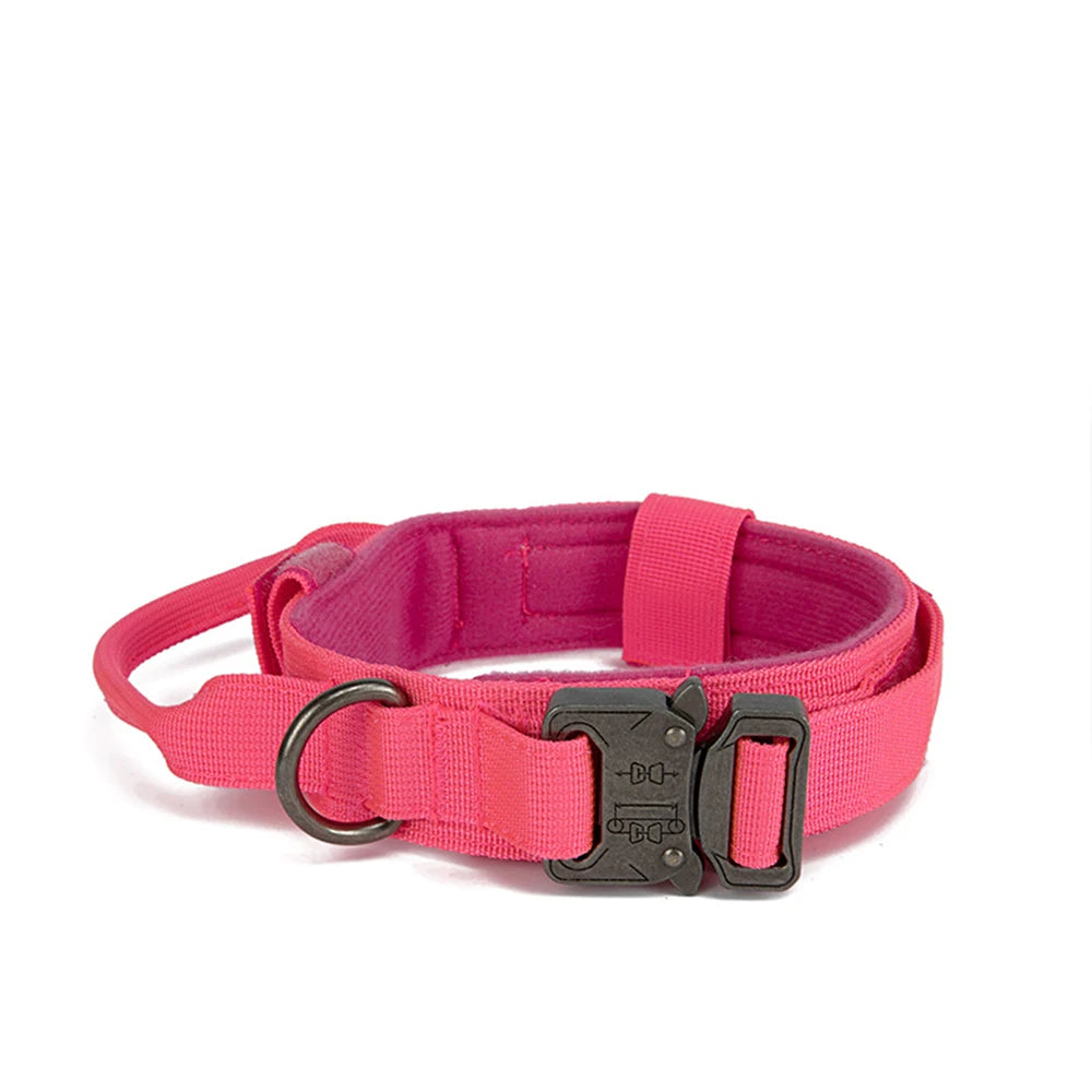 Durable Nylon Dog Collar & Leash Set – Reflective Tactical Training Collar with Padded Handle for Large Dogs