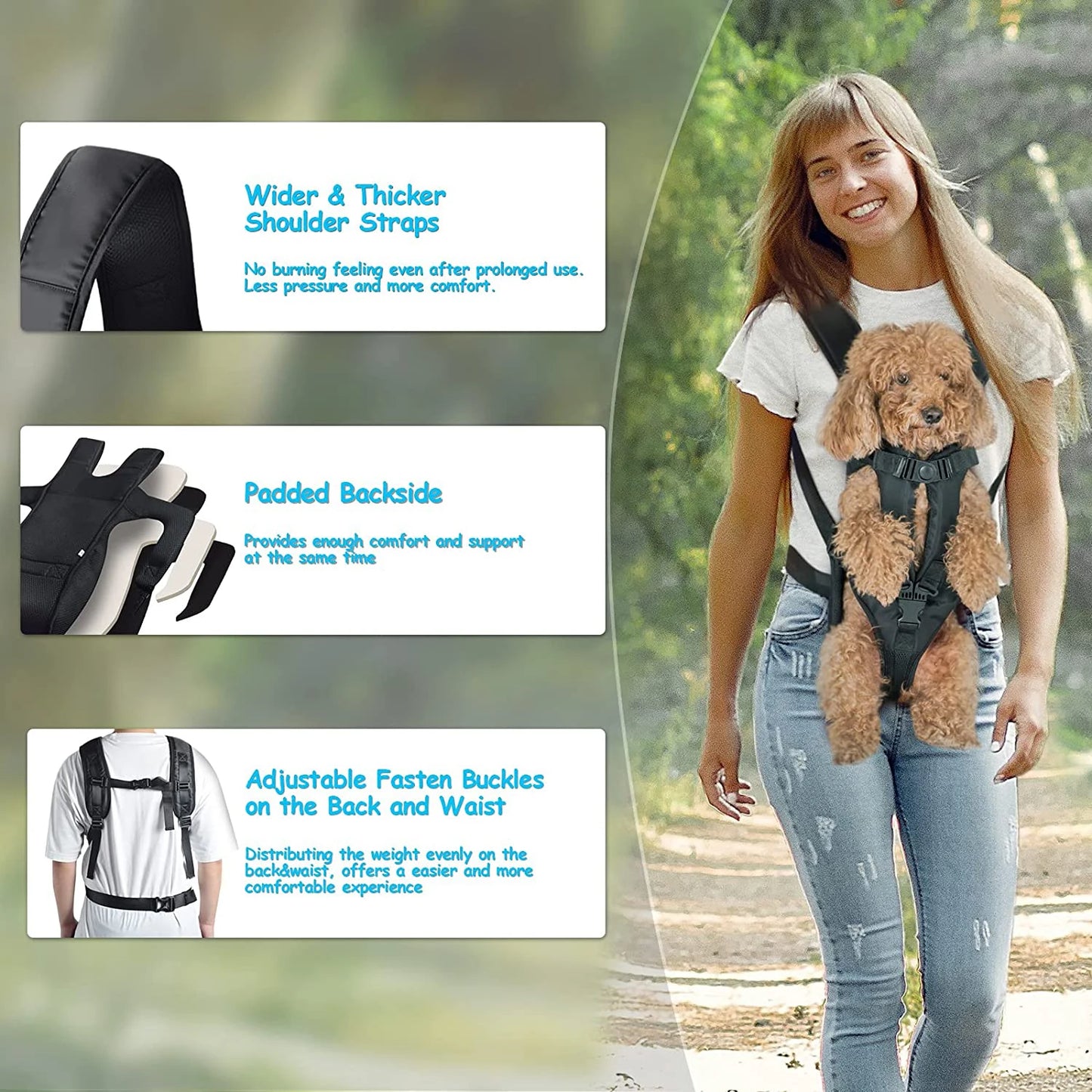 Pet Backpack Carrier – Breathable Front & Back Travel Bag for Small and Medium Dogs & Cats